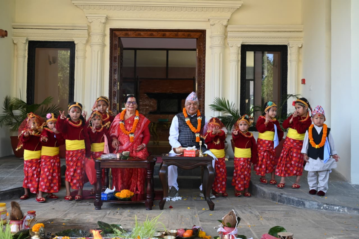 राष्ट्रपति पौडेलले गरे दशैँको नवौँ दिन नवकन्याको पूजा
