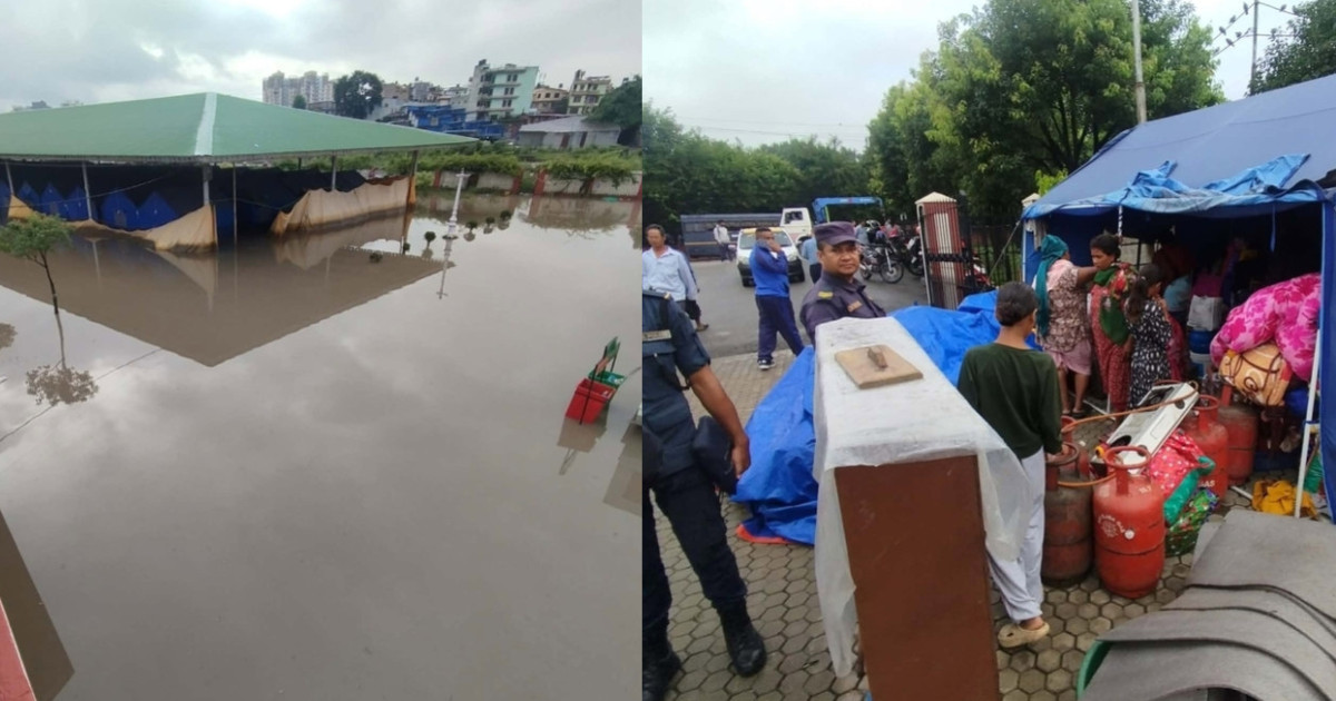 कीर्तिपुरको होल्डिङ सेन्टर डुबानमा, विस्थापित सुकुम्बासीकाे बिचल्ली