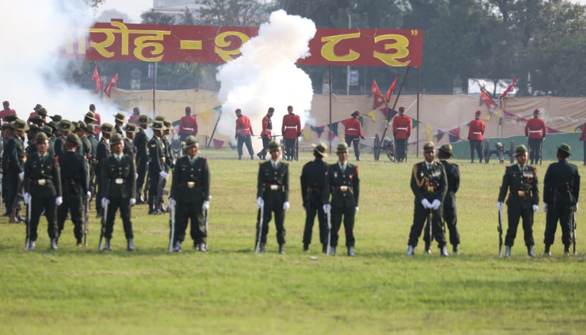 टुँडिखेलमा सेनाको फूलपाती बढाइँ, हेलिकप्टरबाट पुष्पवृष्टि